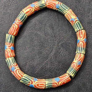 Painted African Recycled Glass Beads - Tube Beads #1515