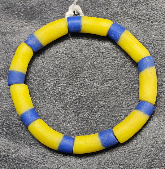 Handcrafted Krobo Recycled Glass Beads - Long Tube Beads #1710