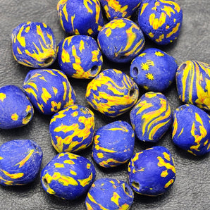 Fused Krobo Recycled Glass  Beads Balls - #3909