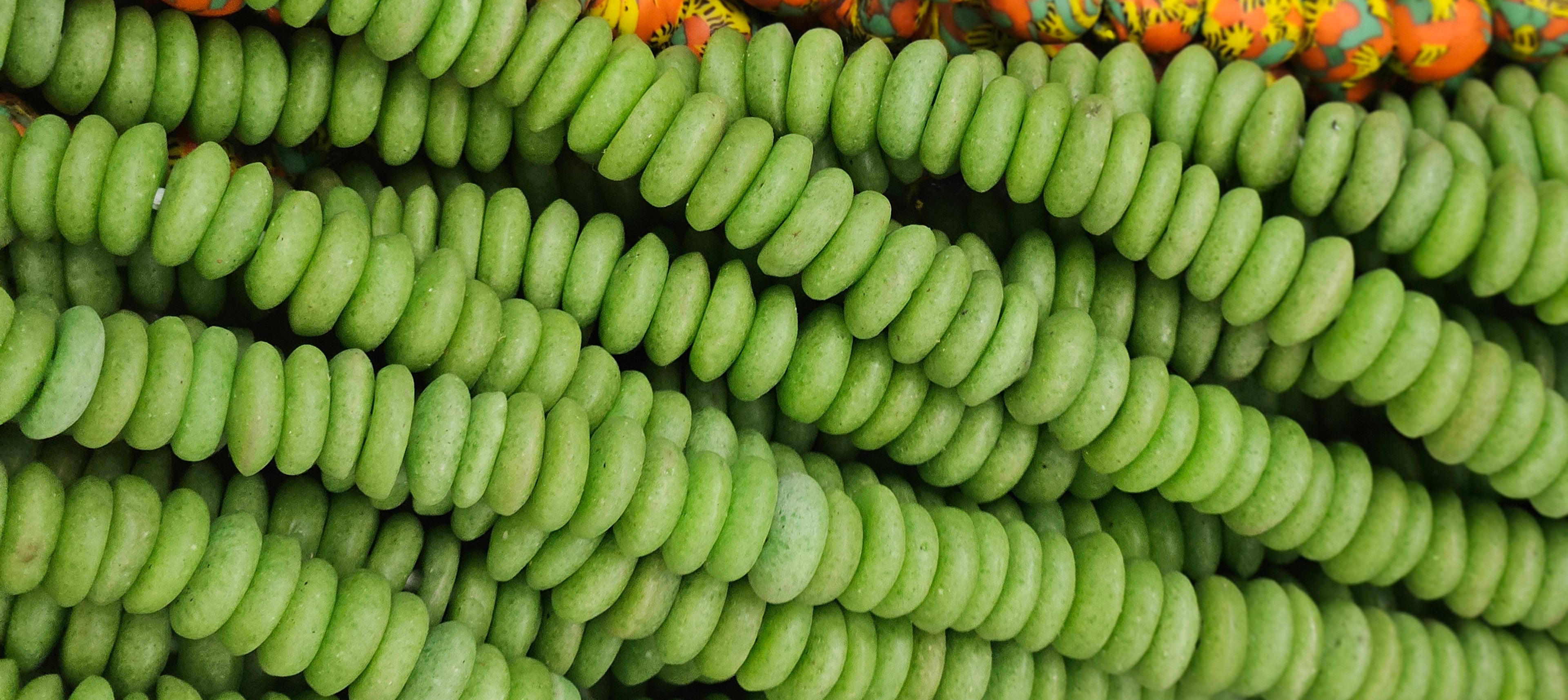 Green Handcrafted Ashanti Spacers: Elevate Your Jewelry Designs with Authentic African Beads