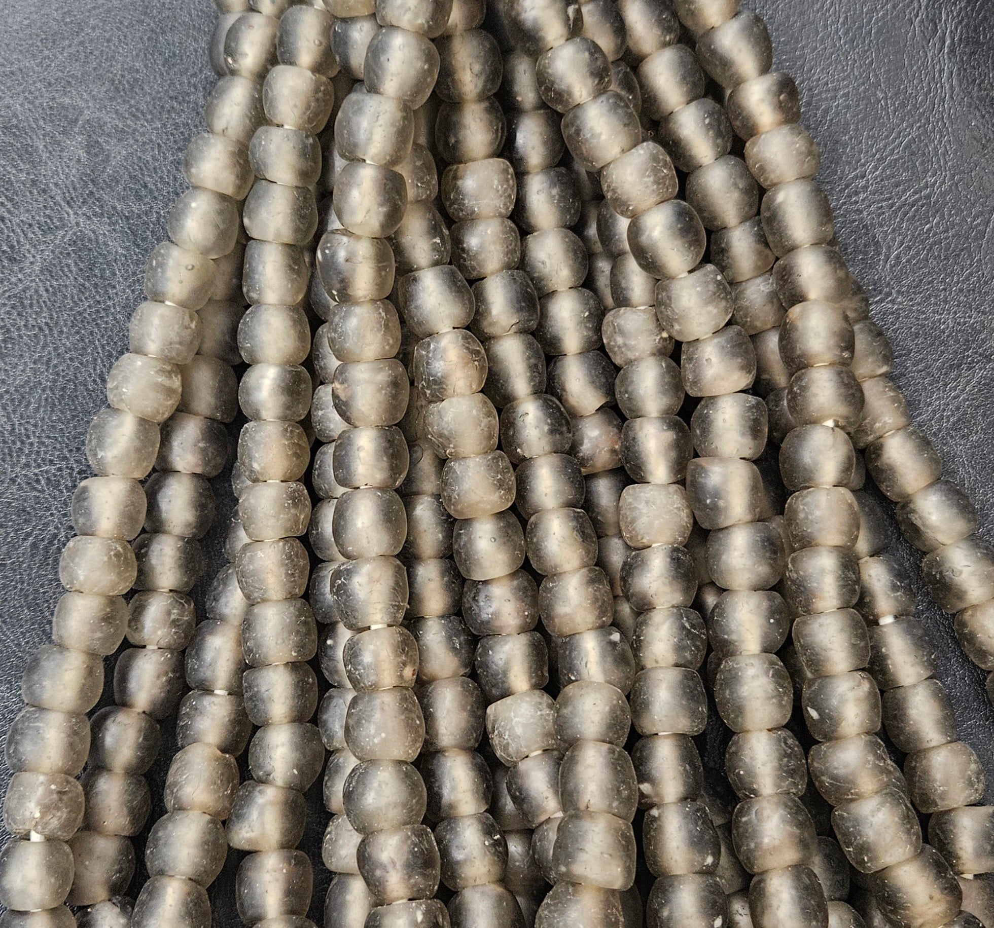 Handmade Recycled African Glass Beads – Grey Krobo Beads from Ghana | 13-14mm Strand for Jewelry Making