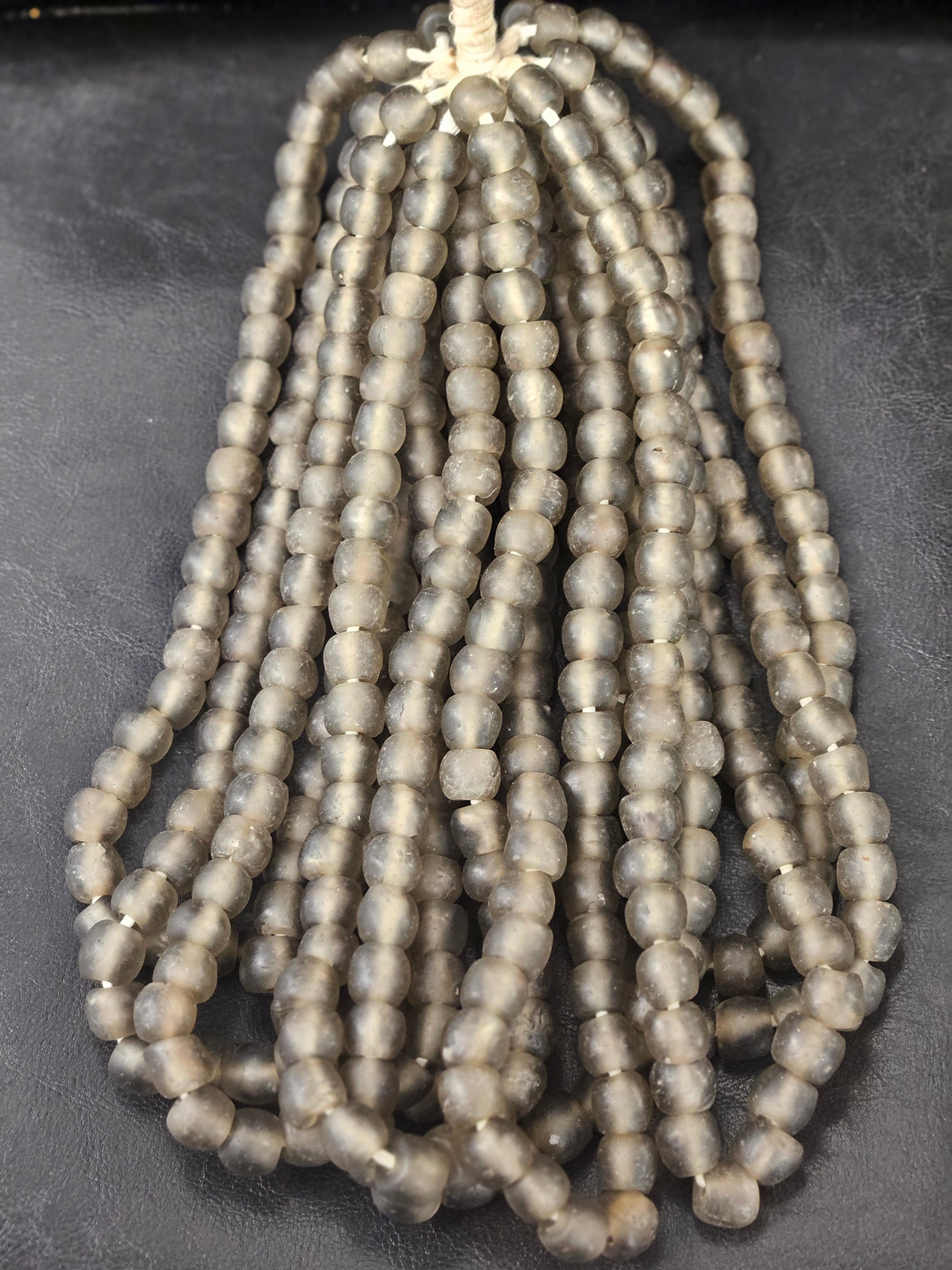 Handmade Recycled African Glass Beads – Grey Krobo Beads from Ghana | 13-14mm Strand for Jewelry Making