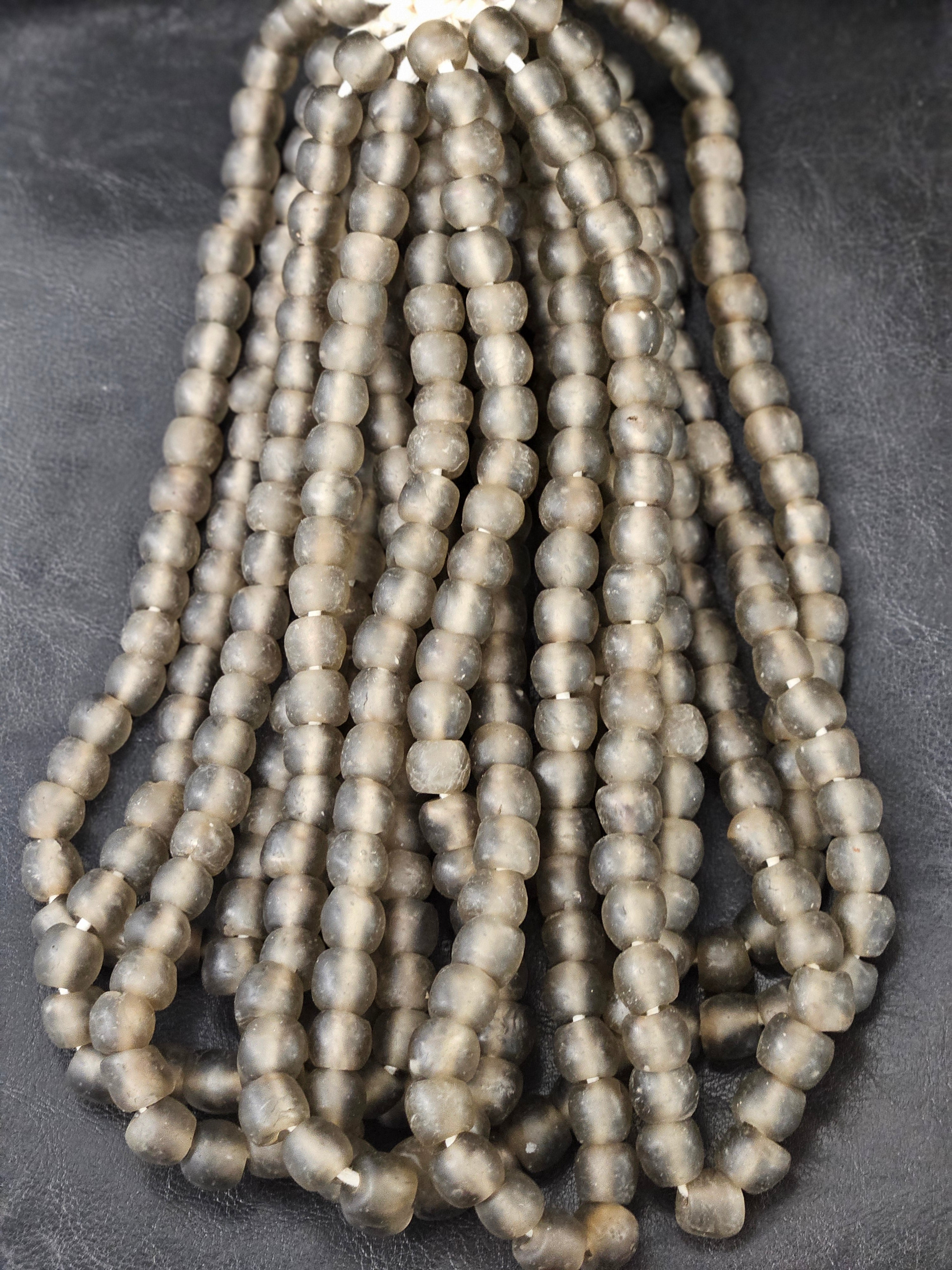 Handmade Recycled African Glass Beads – Grey Krobo Beads from Ghana | 13-14mm Strand for Jewelry Making