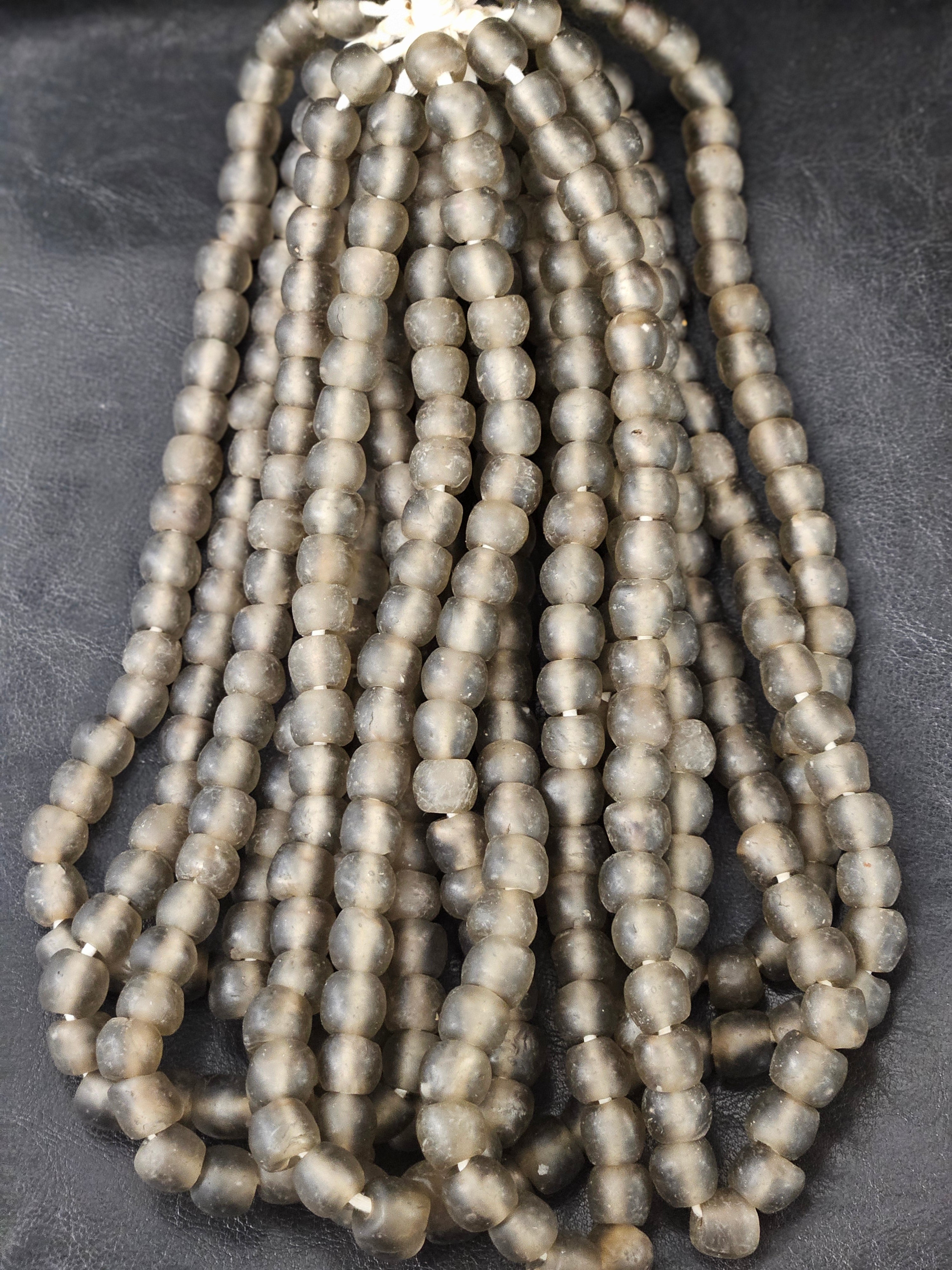 Handmade Recycled African Glass Beads – Grey Krobo Beads from Ghana | 13-14mm Strand for Jewelry Making