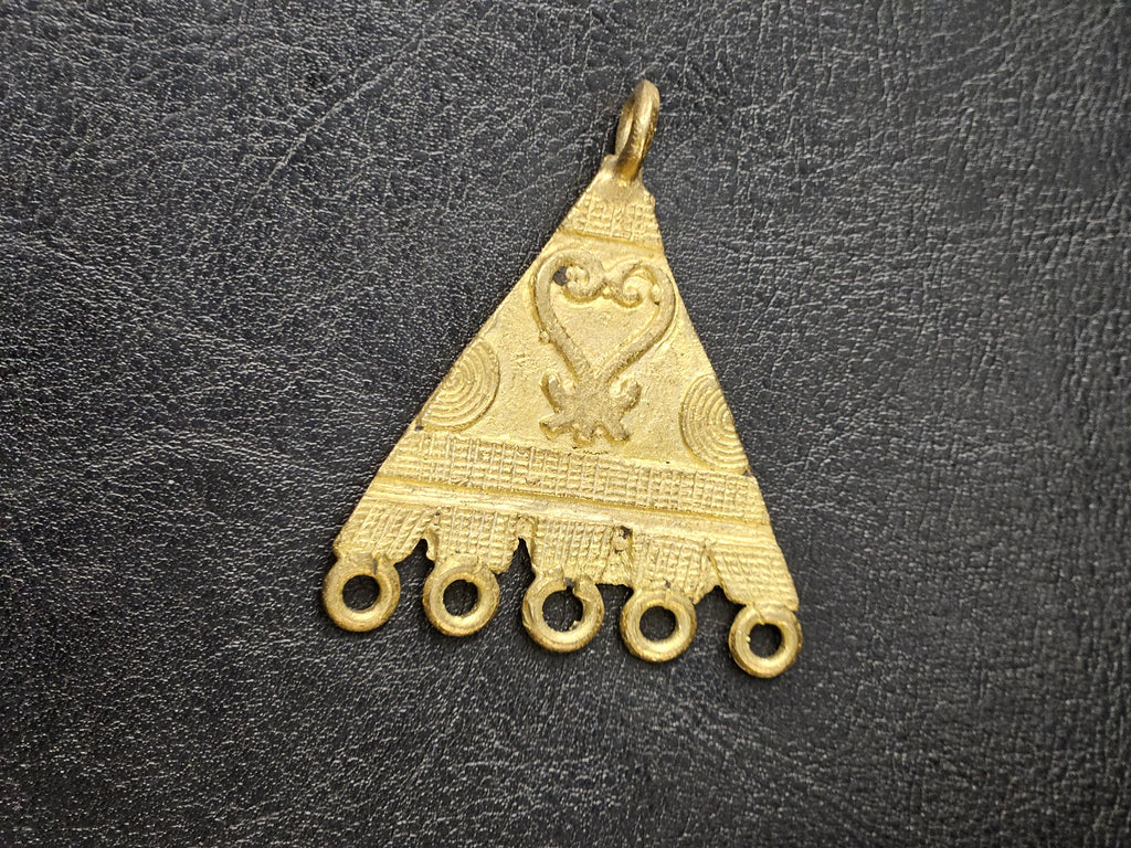 Handcrafted African Brass Pendant – Sankofa Symbol, 55x55×55mm | Ghanaian Lost-Wax Jewelry Component