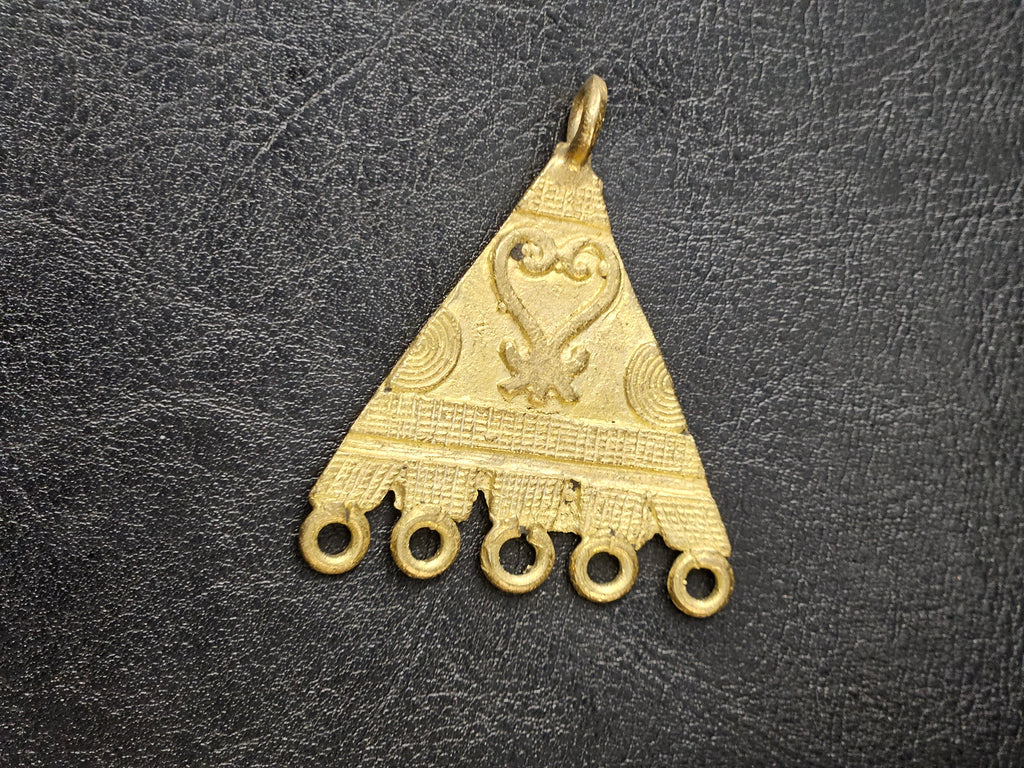 Handcrafted African Brass Pendant – Sankofa Symbol, 55x55×55mm | Ghanaian Lost-Wax Jewelry Component