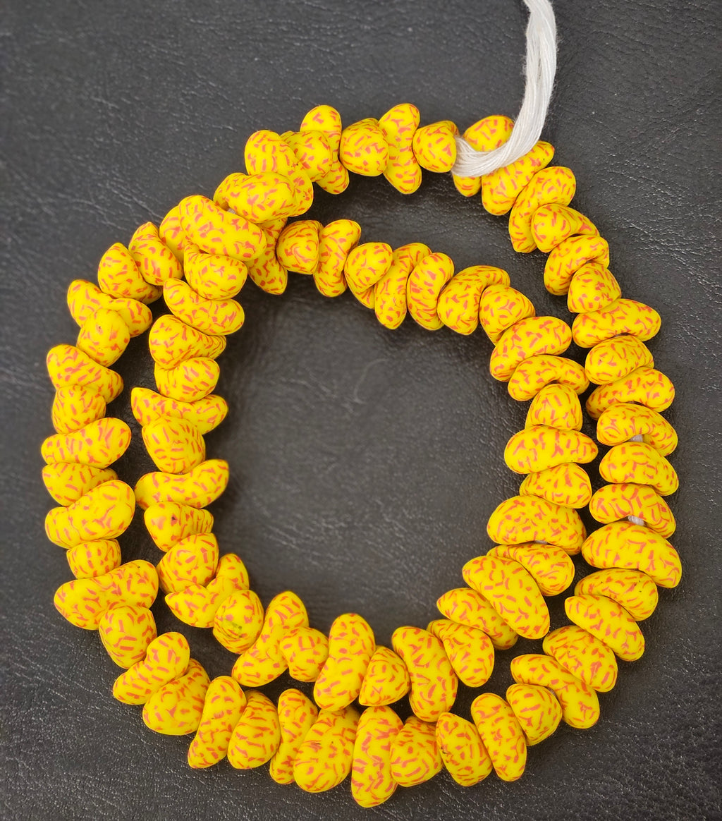 African recycled glass, canoe shaped beads for statement jewelry