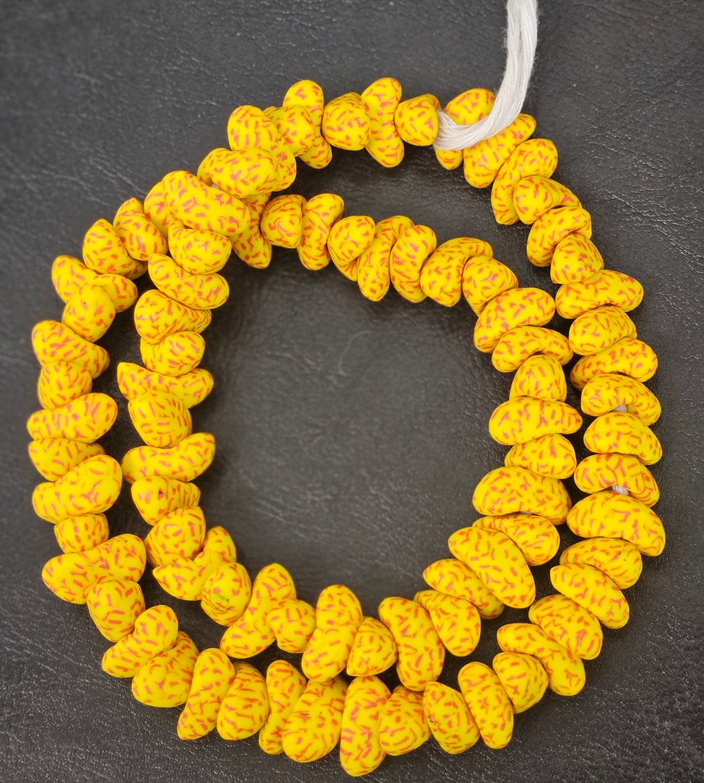 African recycled glass, canoe shaped beads for statement jewelry