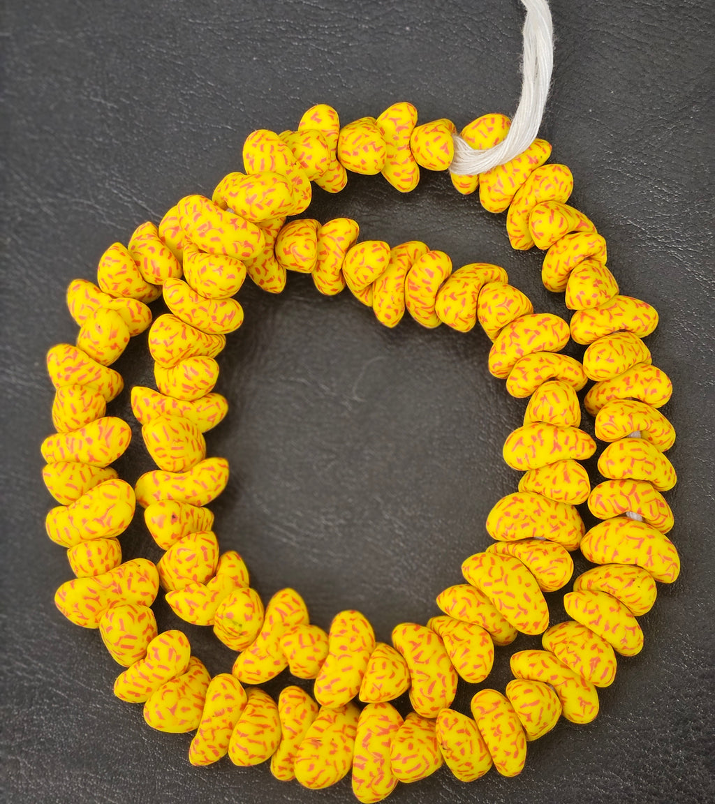 African recycled glass, canoe shaped beads for statement jewelry