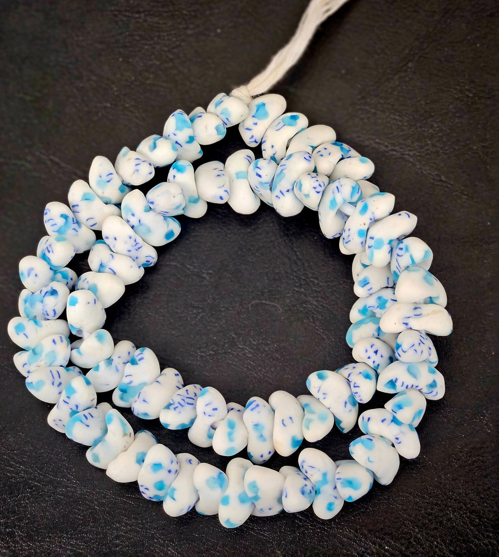 Canoe-Shaped African Recycled Glass Beads