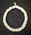 White Krobo Cylinder Beads – Recycled Glass, Large Hole (2–2.5mm), 10–12mm