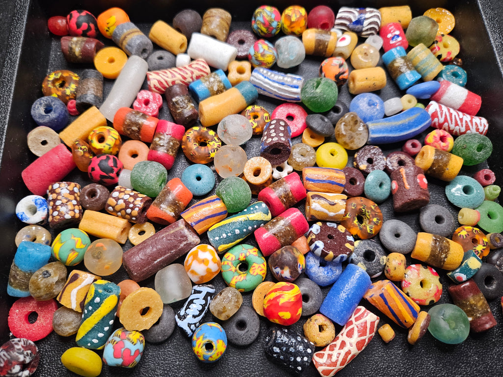 Ghana Krobo Beads – 1 Cup Assorted African Recycled Glass Beads for Jewelry Making & DIY (160+ Beads, 1lb)