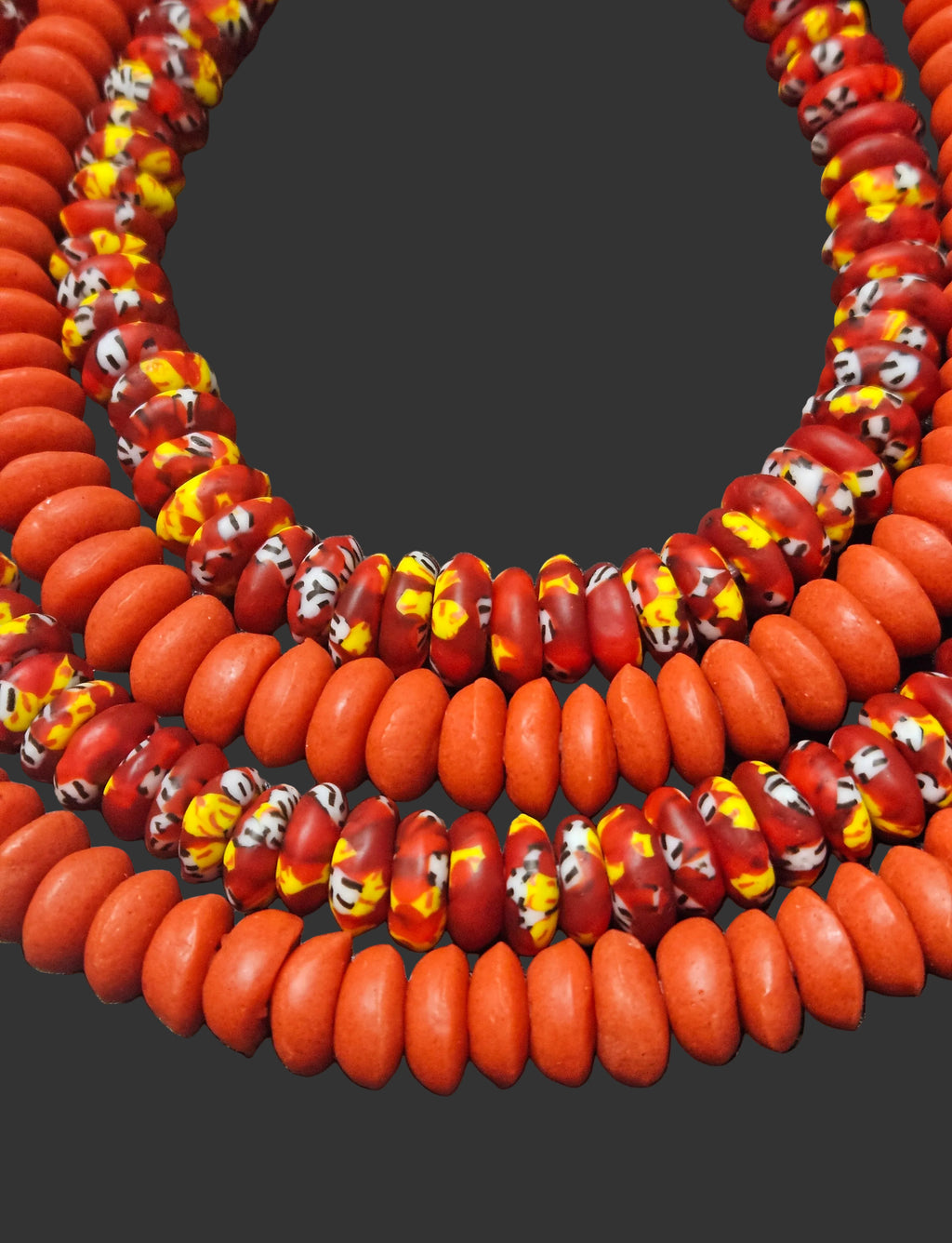Ashanti Glass Rondelle Beads – Heritage Red Recycled Glass Beads | Large Hole African Glass Beads Handcrafted in Ghana