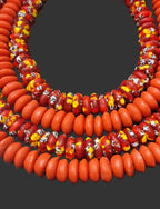 Ashanti Glass Rondelle Beads – Heritage Red Recycled Glass Beads | Large Hole African Glass Beads Handcrafted in Ghana