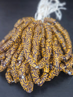 Krobo Painted Glass Tube Beads, Espresso Brown & Golden Ochre, Handmade Recycled Glass Beads from Ghana