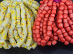 Ivory Painted Krobo Glass Tube Beads | Recycled African Glass Beads | Ghana | Aadampo