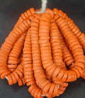 Terracotta Orange Krobo Powdered Glass Disc Beads | Handmade African Recycled Glass Beads | Ghana