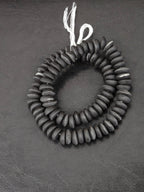 African Glass Disc Beads – Matte Black Recycled Glass Beads | Large Hole African Glass Beads Handcrafted in Ghana