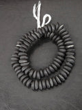 African Glass Disc Beads – Matte Black Recycled Glass Beads | Large Hole African Glass Beads Handcrafted in Ghana