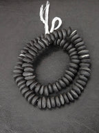 African Glass Disc Beads – Matte Black Recycled Glass Beads | Large Hole African Glass Beads Handcrafted in Ghana