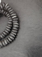 African Glass Disc Beads – Matte Black Recycled Glass Beads | Large Hole African Glass Beads Handcrafted in Ghana