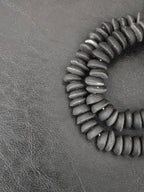 African Glass Disc Beads – Matte Black Recycled Glass Beads | Large Hole African Glass Beads Handcrafted in Ghana