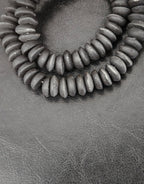 African Glass Disc Beads – Matte Black Recycled Glass Beads | Large Hole African Glass Beads Handcrafted in Ghana