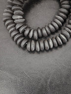 African Glass Disc Beads – Matte Black Recycled Glass Beads | Large Hole African Glass Beads Handcrafted in Ghana
