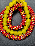 AADAMPO Curator Bundle | Red Hand-Painted Krobo Fused Glass Rondelle Beads & Yellow Krobo Pocket Glass Beads | Designer Collection | Ghana
