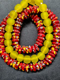 AADAMPO Curator Bundle | Red Hand-Painted Krobo Fused Glass Rondelle Beads & Yellow Krobo Pocket Glass Beads | Designer Collection | Ghana