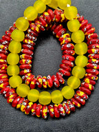 AADAMPO Curator Bundle | Red Hand-Painted Krobo Fused Glass Rondelle Beads & Yellow Krobo Pocket Glass Beads | Designer Collection | Ghana