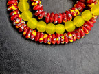 AADAMPO Curator Bundle | Red Hand-Painted Krobo Fused Glass Rondelle Beads & Yellow Krobo Pocket Glass Beads | Designer Collection | Ghana