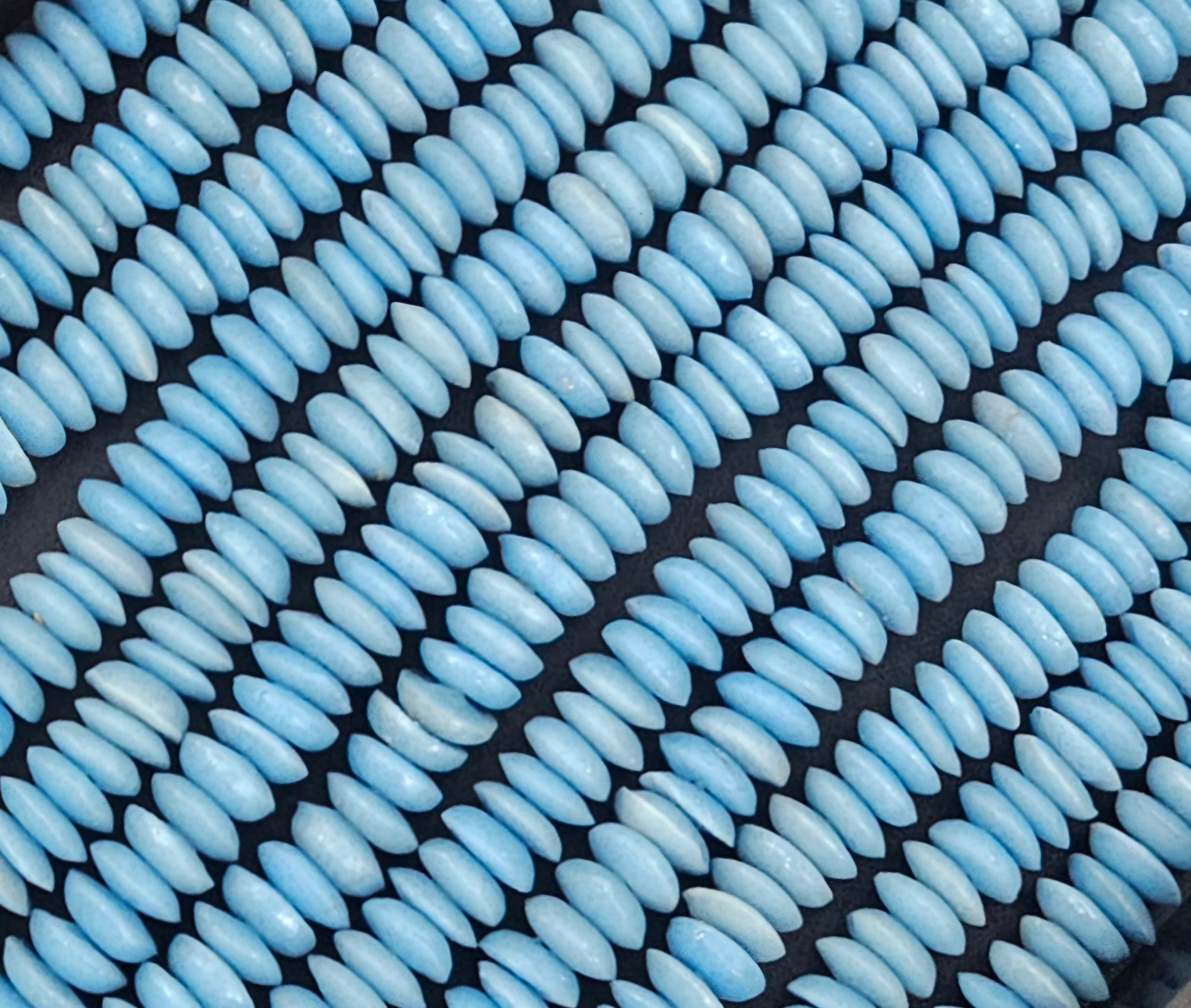 African Saucer Glass Beads – Sky Blue Recycled Glass Beads | Handcrafted Ghanaian Glass Bead Strand