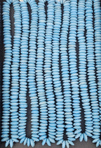 African Saucer Glass Beads – Sky Blue Recycled Glass Beads | Handcrafted Ghanaian Glass Bead Strand