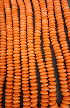 Ashanti Glass Rondelle Beads – Vibrant Orange Recycled Glass Beads | Large Hole African Glass Beads Handcrafted in Ghana