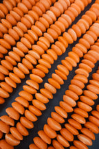 Ashanti Glass Rondelle Beads – Vibrant Orange Recycled Glass Beads | Large Hole African Glass Beads Handcrafted in Ghana