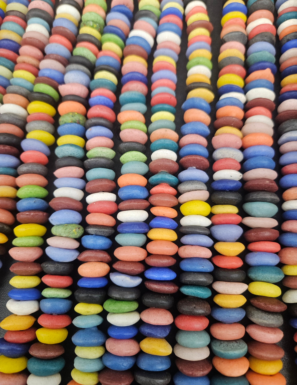 Multicolored African saucer beads