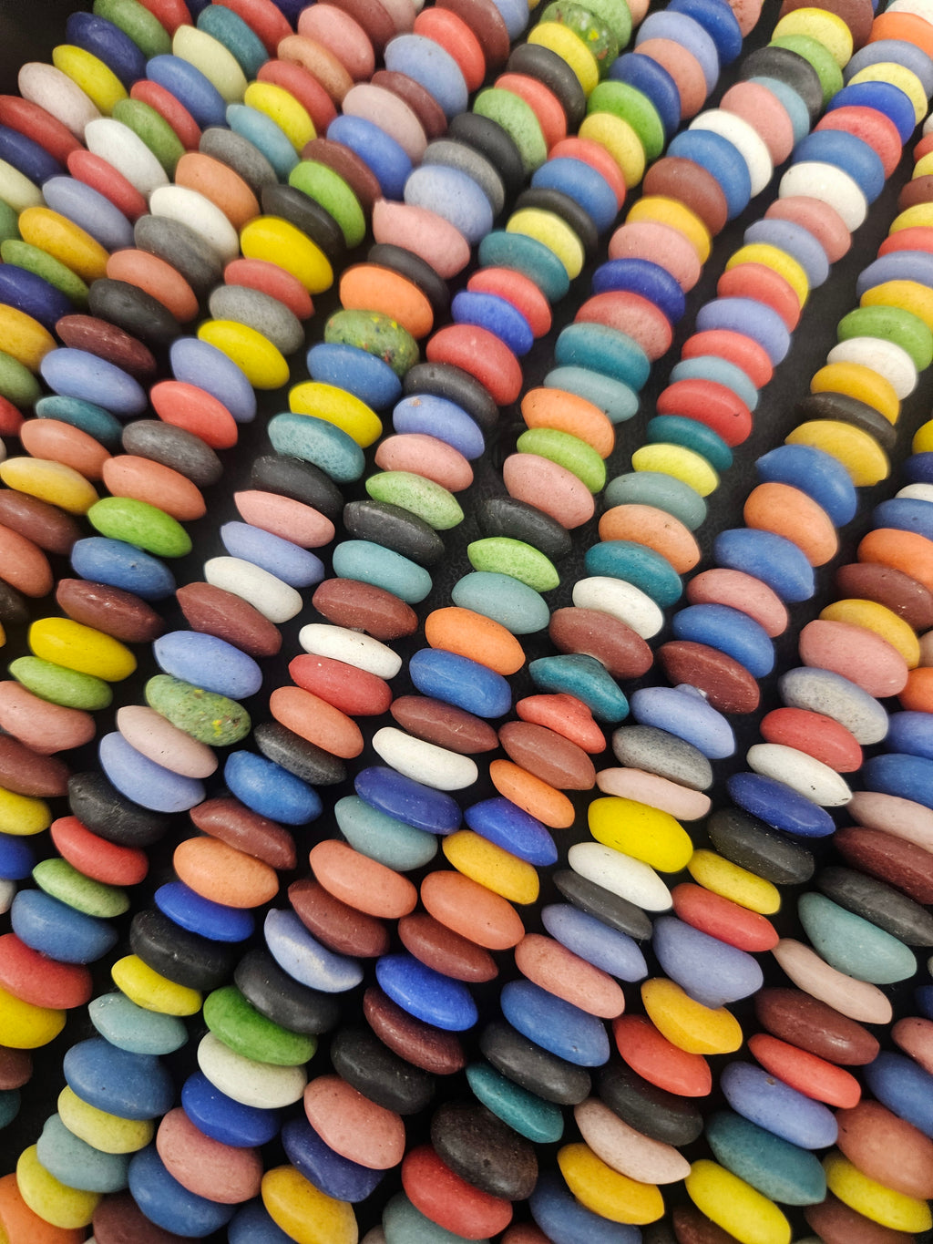 Multicolored African saucer beads