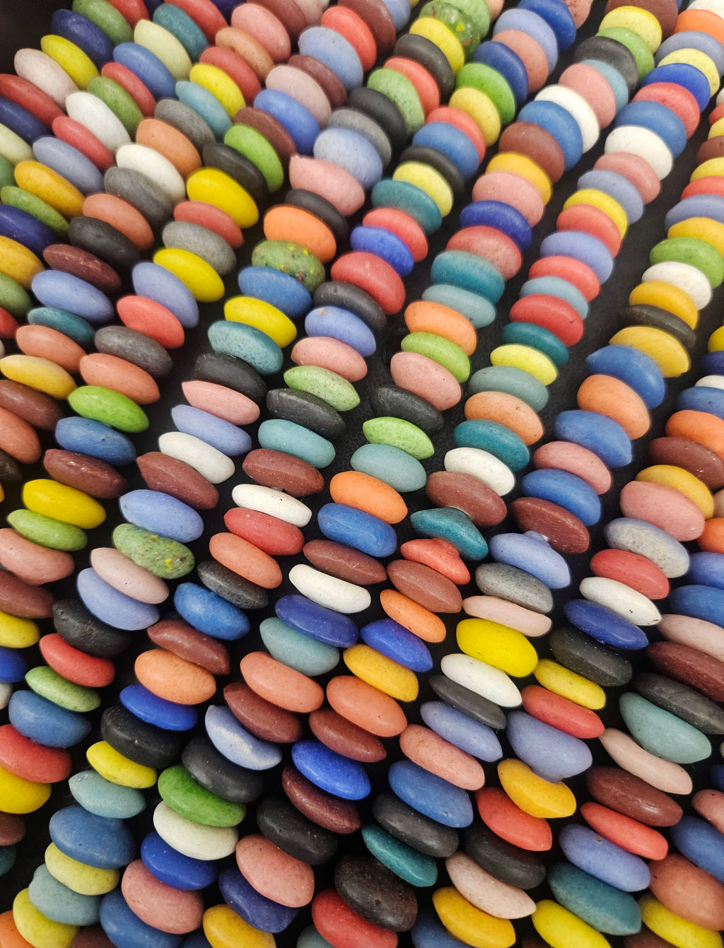 Multicolored African saucer beads