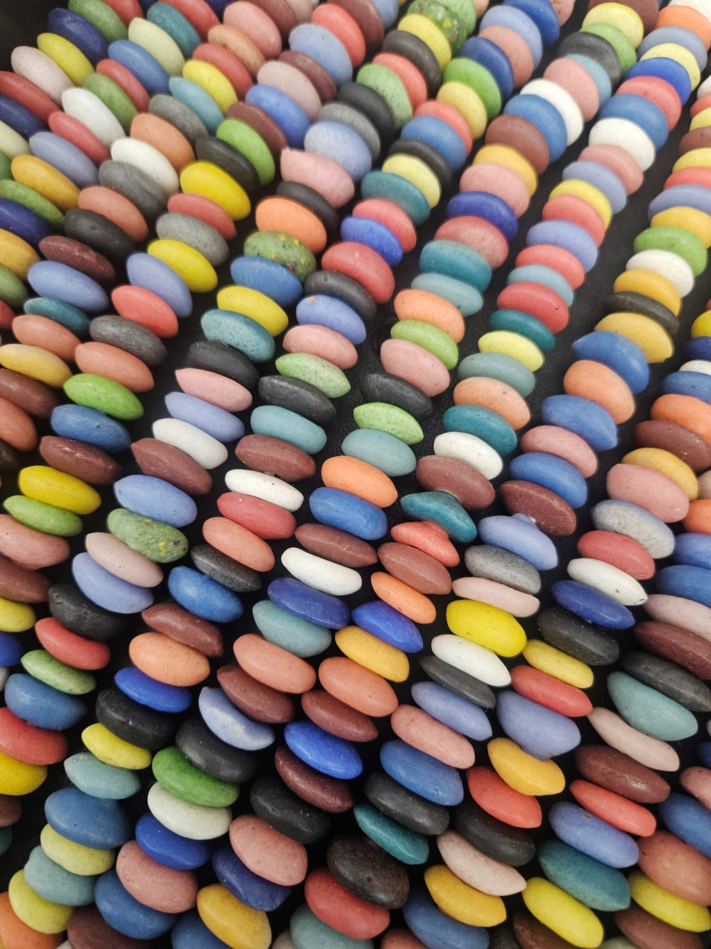 Multicolored African saucer beads