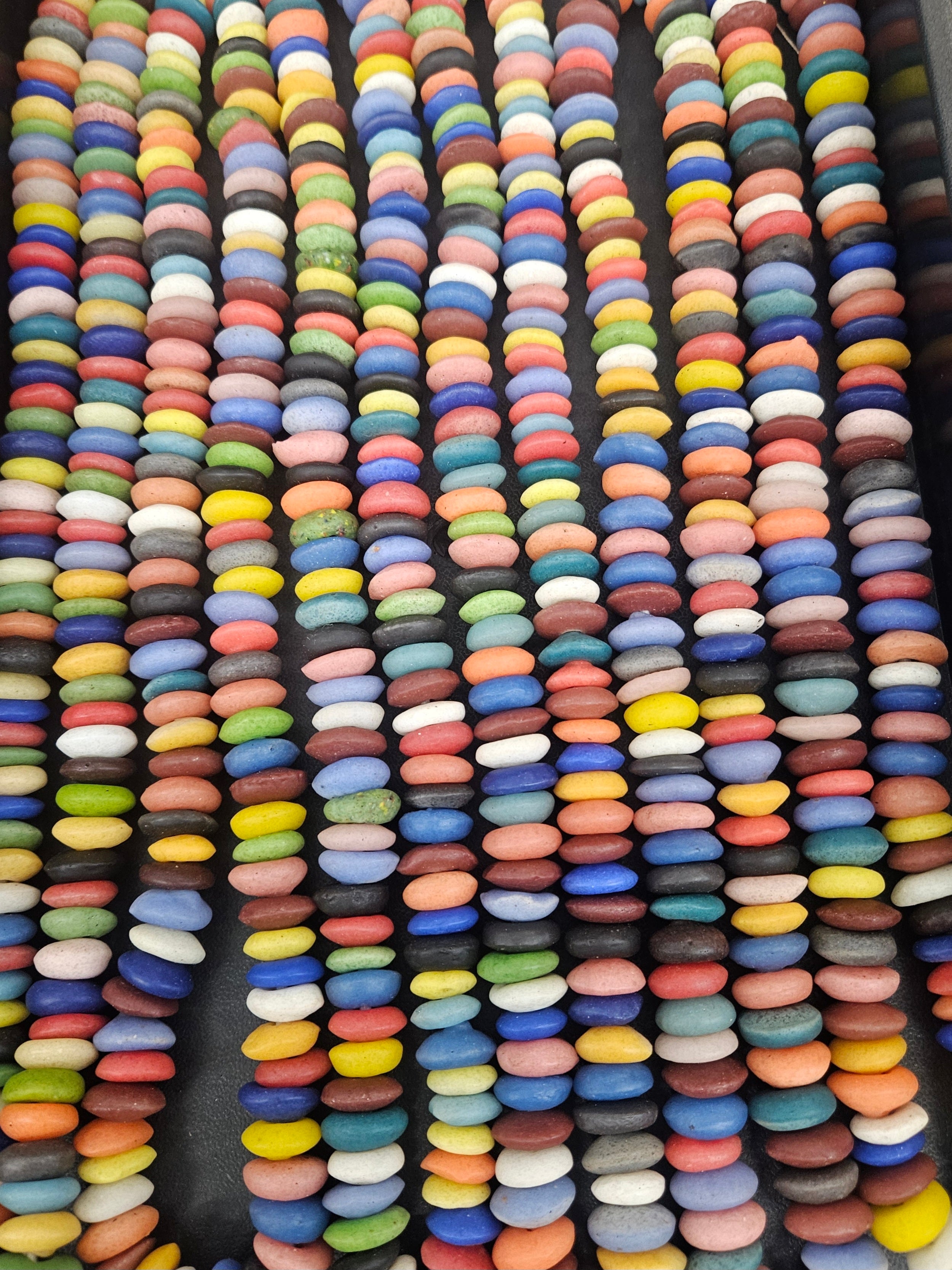 Multicolored African saucer beads