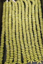 African Glass Rondelle Beads – Lime Green Recycled Glass Beads | Large Hole African Glass Beads Handcrafted in Ghana