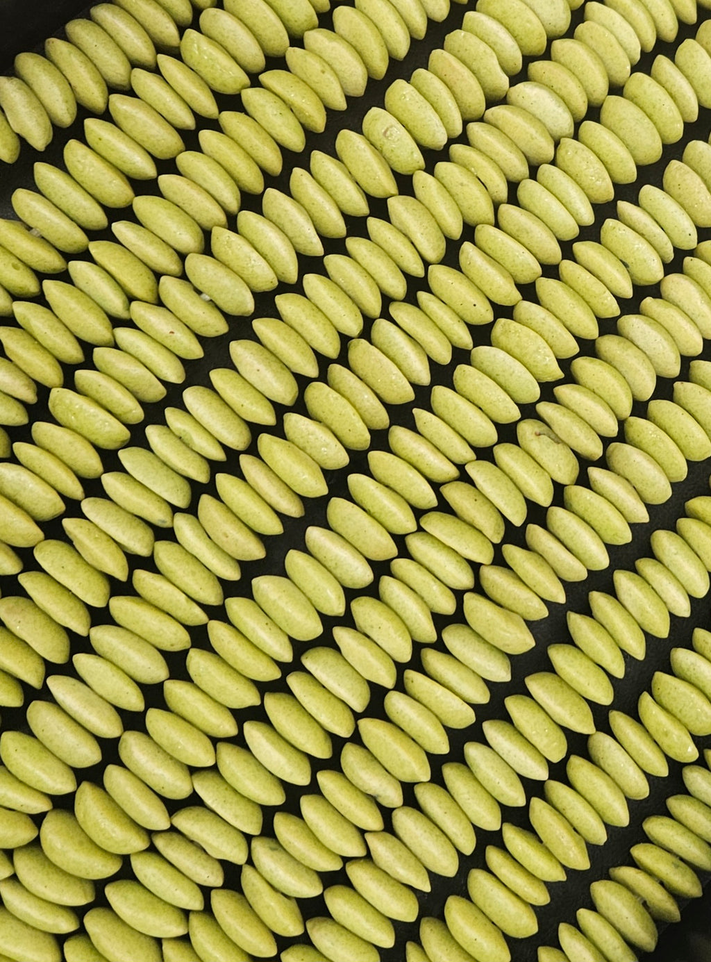 African Glass Rondelle Beads – Lime Green Recycled Glass Beads | Large Hole African Glass Beads Handcrafted in Ghana