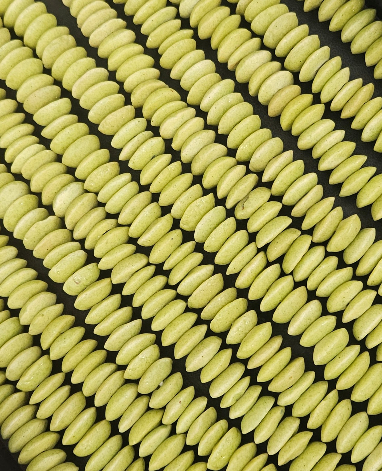 African Glass Rondelle Beads – Lime Green Recycled Glass Beads | Large Hole African Glass Beads Handcrafted in Ghana