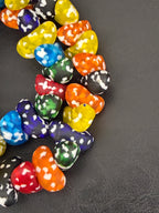 XL Multicolor Canoe-Shaped Krobo Powdered Glass Beads – Rainbow Mosaic African Recycled Glass Beads | Handmade Ghana Glass Beads | Statement Jewelry Beads Strand