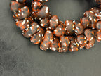 XL Cocoa Ember Canoe-Shaped Krobo Powdered Glass Beads | Brown, Rust & Ivory Recycled Glass Beads | Handmade African Beads from Ghana