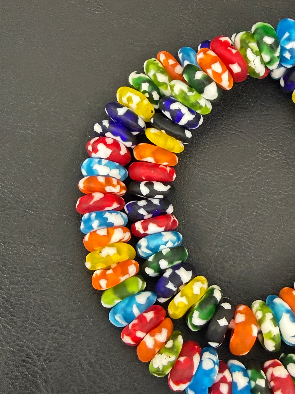 Authentic Multicolor Fused Krobo Rondelle Glass Beads | Handcrafted Ghana Designer Collection