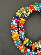 Authentic Multicolor Fused Krobo Rondelle Glass Beads | Handcrafted Ghana Designer Collection