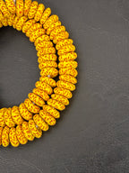 Fused Krobo Rondelle Recycled Glass Beads | Golden Yellow Ghana Glass Beads | Authentic African Jewelry Supplies