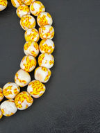 Authentic Fused Krobo Recycled Glass Beads 12–14mm | Ivory Yellow African Beads | Handmade in Ghana